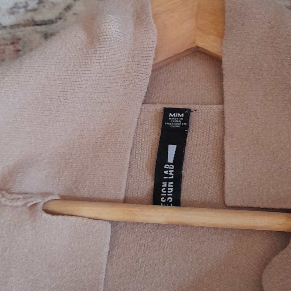 DESIGN LAB Light Beige Open-Front Long Knit Cardigan - Brand: - Picture 3 of 7